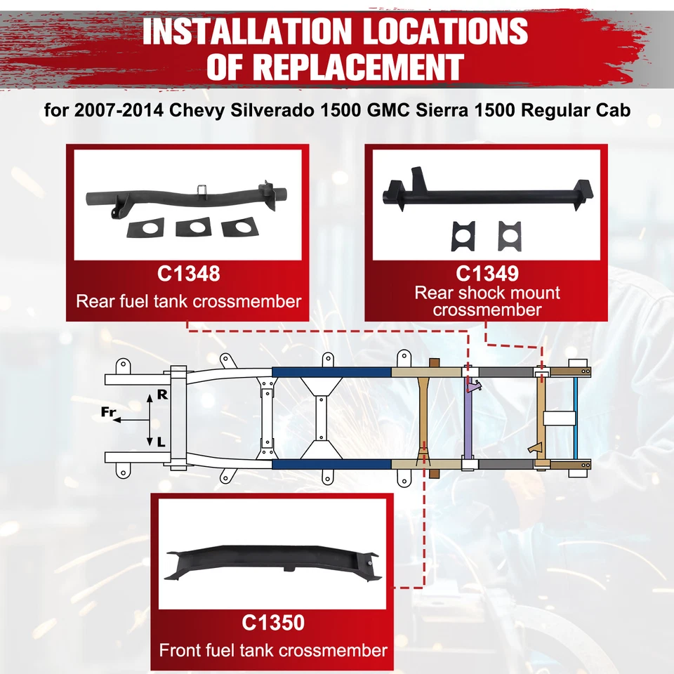 Soporte de tanque delantero y trasero, montaje de amortiguador para 07-14 Chevy Silverado/GMC Sierra 1500 Foto 4 de 4