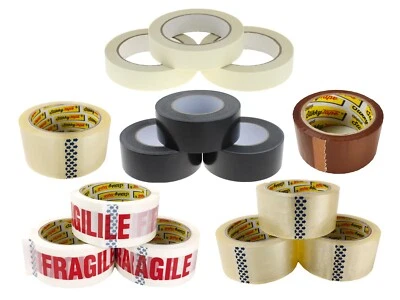 MEG4TEC CLEAR BROWN FRAGILE TAPE MASKING BUFF GAFFER SELLOTAPE BOX PACKING PARCEL STRONG