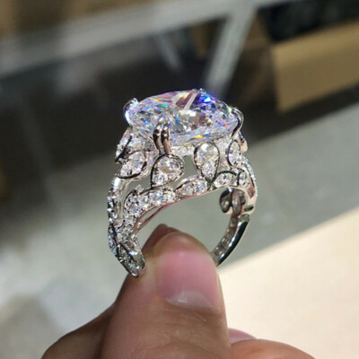 Women Fashion 925 Silver Plated Cubic Zircon Ring Party Wedding Jewelry Sz 6-10