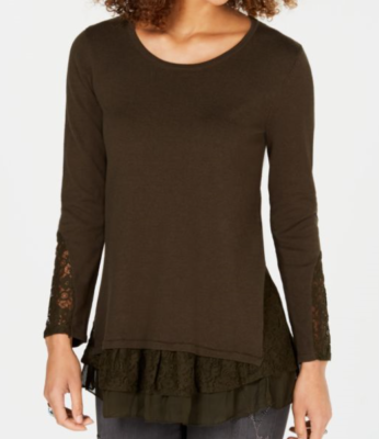 Style Co Womens High Low Tunic Sweater Green Size Xx Large