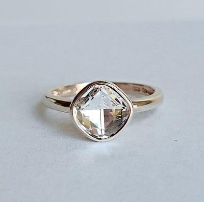 Signed RL Sterling Silver Gold-Tone CZ Solitaire Ring | Size 8 | 2.6g