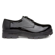 Lilley Womens Shoes Black Adults Ladies Lace Up Patent Chunky SIZE