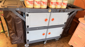 Collapsible Folding Rolling Utility Cart Shelf Truck w/ Locking Doors, Casters