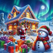 Christmas Santa Claus Diamond Art Kit for Adults 14 x 14 Inch