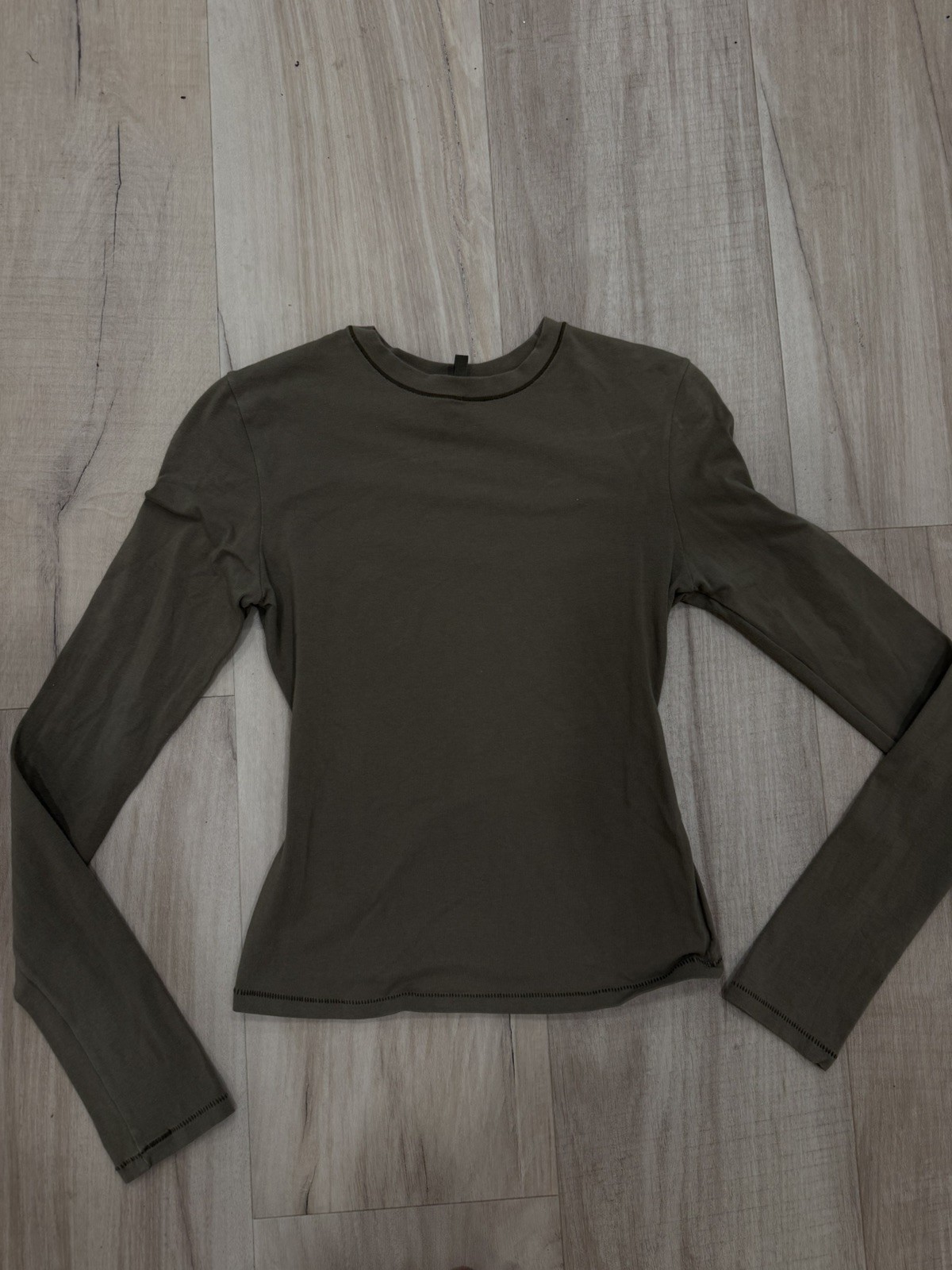 Skims Army Cotton Jersey Long Sleeve T-Shirt - Size Small