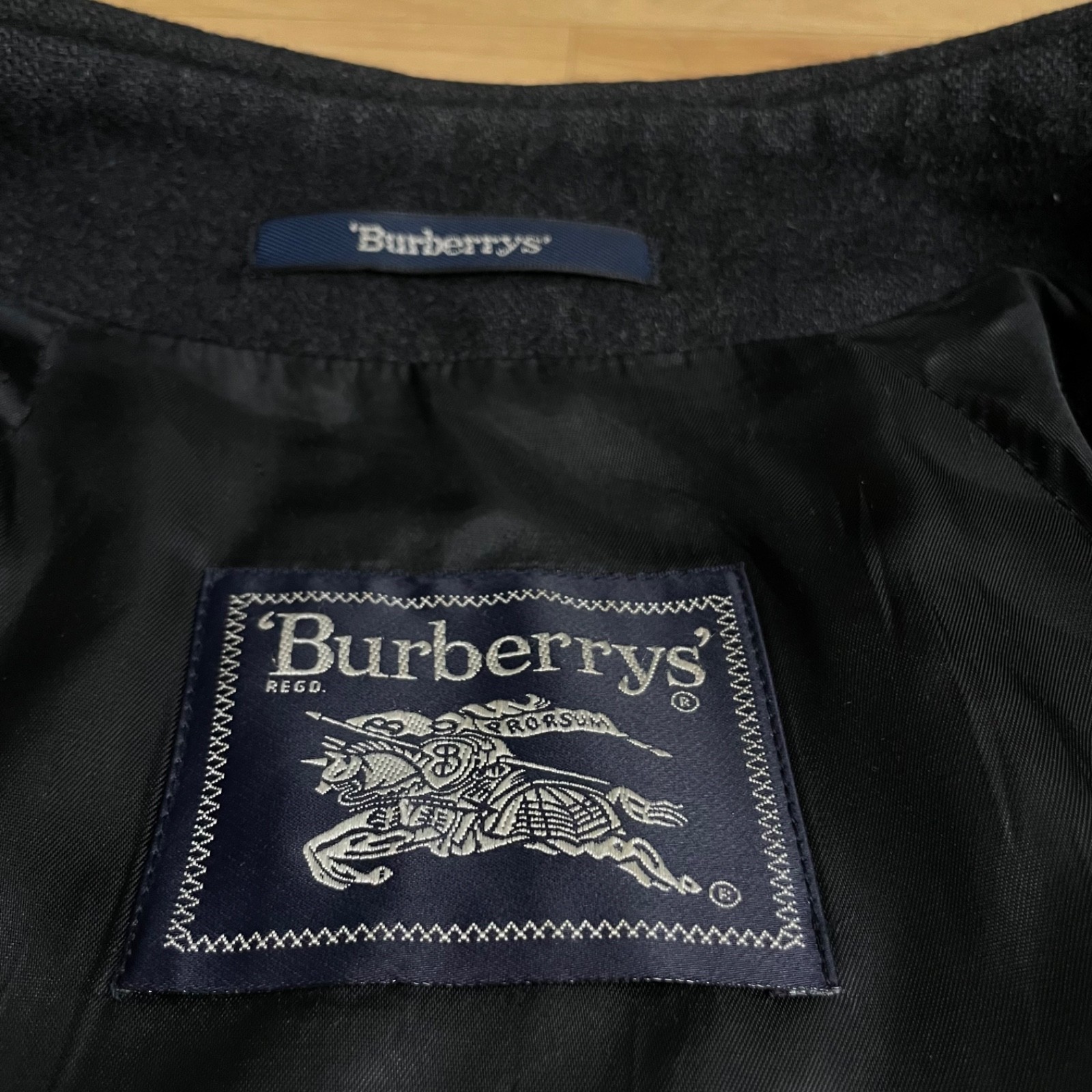 VINTAGE Burberry Trench Coat WINTER jacket VIRGIN WOOL men Black SIZE 40us M thumbnail 13