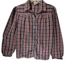 Vtg Levi Strauss Shirt 70s 80s Plaid Button Up Red Blue Red Long Sleeve Sz M