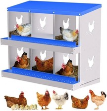 Chicken Nesting Box Galvanized Steel Metal Chicken Laying Box w/ Removable Tray