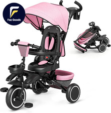 8 in 1 Toddler Tricycle with Push Handle Folding Kids Trike Foldable Kids Tricyc