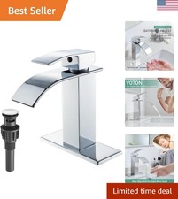 Elegant Chrome Waterfall Bathroom Faucet - Single Handle  Easy Install