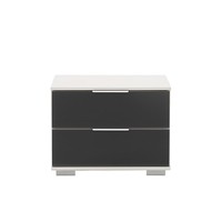 Schlafzimmer Nachttisch Nachtschrank Nachtkonsole Weiß Schubladen Glasfront Grau