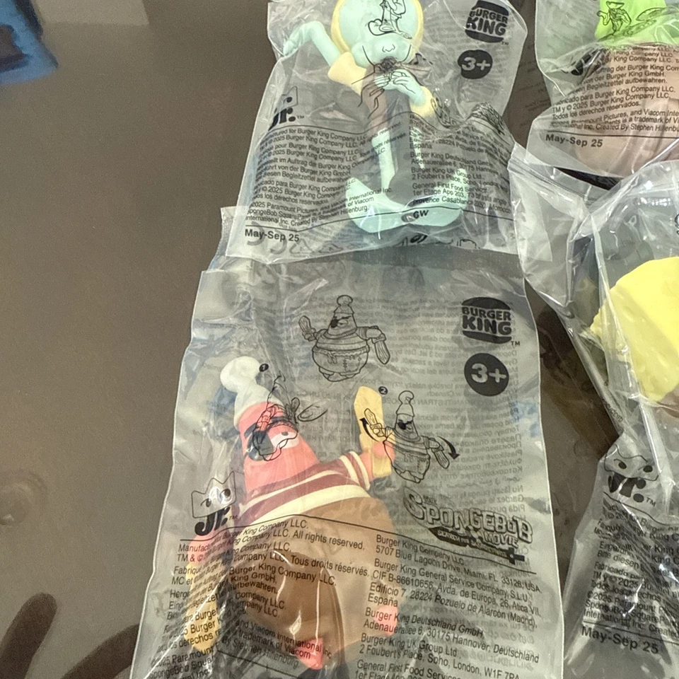 La película de Bob Esponja Burger King 2025 comida para niños 6 juguetes conjunto completo SELLADO NUEVO Foto 3 de 4