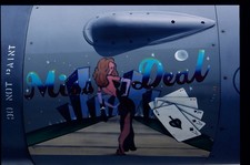RM301 ORIGINAL K64 AIRCRAFT SLIDE: F-16C 85-1469 nose art ''Miss Deal'' 175FS