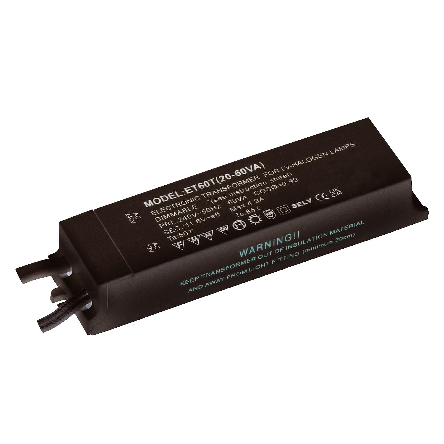 12V Transformer - Low Voltage 20W – 60W Rated Electronic Dimmable Transformer fo