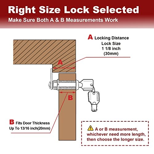 RV Locks for Storage Door 1 1/8 INCH, 1 1/8" Pack of 5 Locks & 6 Key Alike