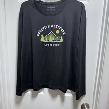 Life Is Good Women’s Black XXL Long Sleeve Active Wear Shirt Poly Blend