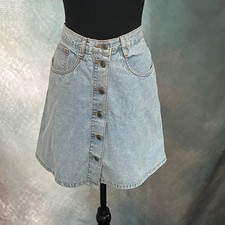 Bill Blass Vintage Light Wash Button Front Denim Skirt High Waisted Size 10