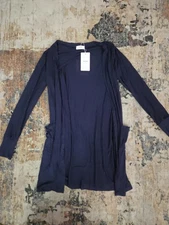 Atour Satinato Sweater NWT Navy Blue Cardigan Womens Small
