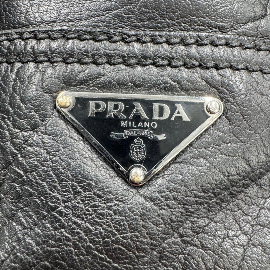 PRADA Men's Tote Bag Handbag Leather Black Noir Used Authentic thumbnail 11