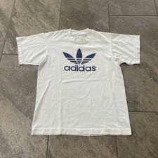 Vintage 80s Adidas Trefoil logo Blue Single Stitch TShirt Medium Made In USA