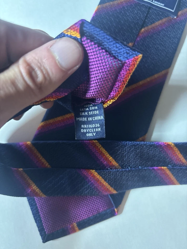 "Corbata a rayas azul seda 100 % Charles Tyrwhitt para hombre (usada 1x) 59""" Foto 3 de 4