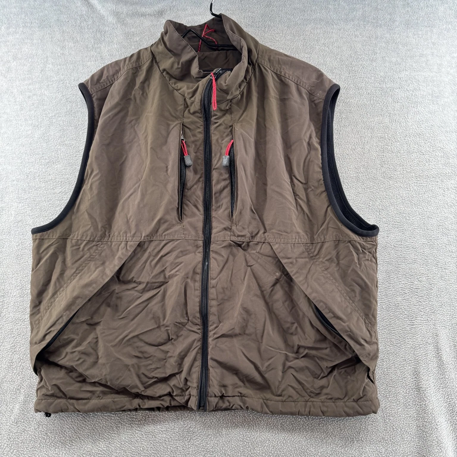 Eddie Bauer Vest Men's Brown L Full Zip Nylon Shell Outdoor Pockets