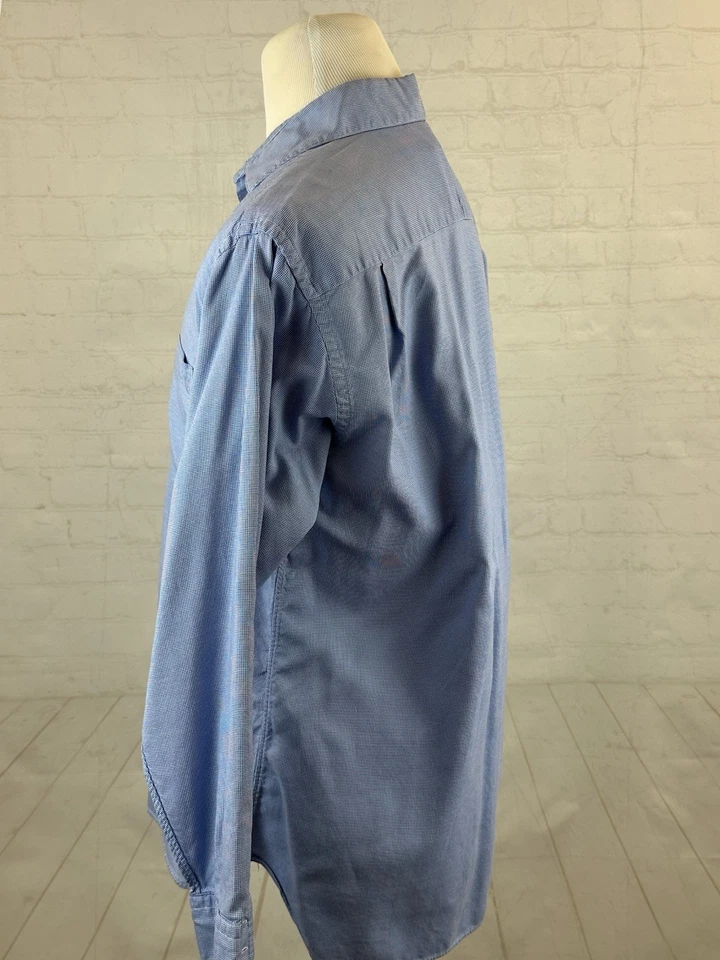 Burberry USA Men's Blue Plaid 2-Ply Cotton Dress Shirt 17 34 $698 - Image 3 of 4