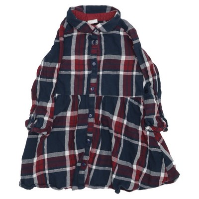 H&M, Blusenkleid, Größe: 86, Blau/Rot/Weiß, Baumwolle, Karo, Flanell #8MP