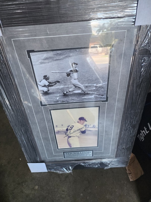 Ted williams signed eight by ten vintage photo.Color comes in deluxe frame