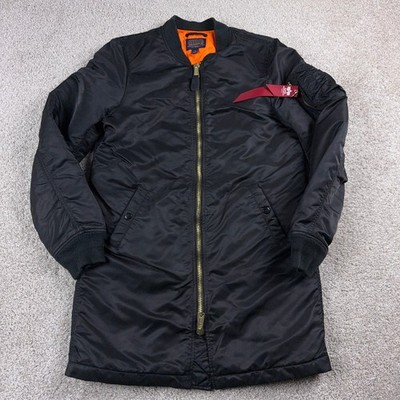 Alpha Industries Jacket Mens Small Black L-2B Bomber Long Insulated Flight
