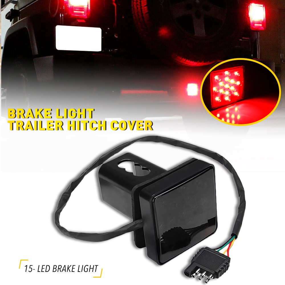 LED TOW RUNNING/BRAKE/REVERSE HITCH LIGHT COVER TRUCK FOR TRAILER 2" RECEIVER EV