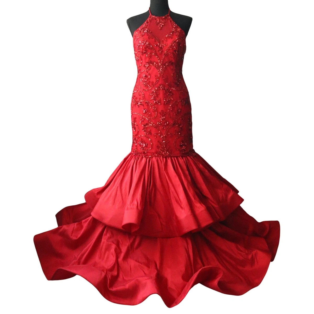 open lace back dress Long Red Dress Xs