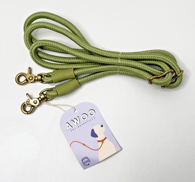 Awoo Infinity Multi-Function Dog Leash 7 ft Adjustable Hands-Free Olive