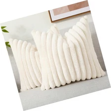 decorUhome Pack of 2 Faux Fur Plush Throw Pillow Covers 18x18, Soft Fluffy St...