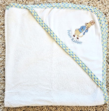 Vtg Peter Rabbit Embroidered Hooded 100% Cotton Terry Baby Bath Towel Beach Swim