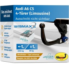 ANHÄNGERKUPPLUNG vert. abnehmbar für Audi A6 C5 4Tür 97-04 +7polig E-Satz ABE