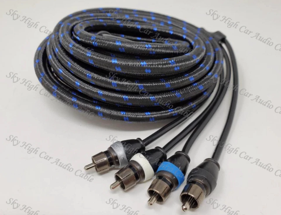 Sky High Car Audio Triple Shield 12ft 4 Channel RCA Cable OFC Signal Wire 4ch