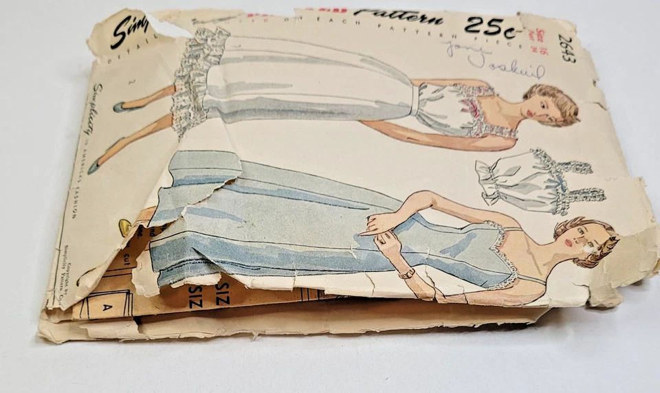 Винтажный 40-х Simplicity шитье узор 2643 мисс скольжения юбки камзол размер 16 B34 вырез - Изображение 4 из 4