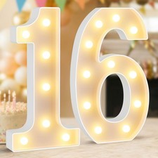 12.6 Inch Marquee Light Up Number 16 Sign 16th Birthday Anniversary Decor