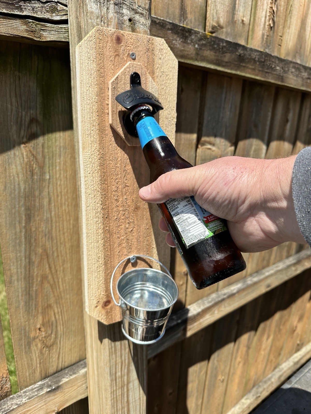 Bottle Opener Cedar Wall Mount With Removable Lid Catcher Fo