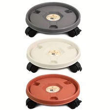 Round Mobile Flower Pot Stand Tray Plant Holder Base Mover with Caster Wheels UK