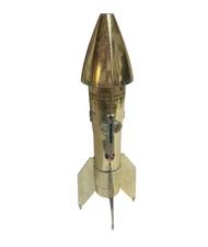 1957 Astro Rocket Missile Coin Bank Berzac GOLD CHROME Doesn’t Not Work