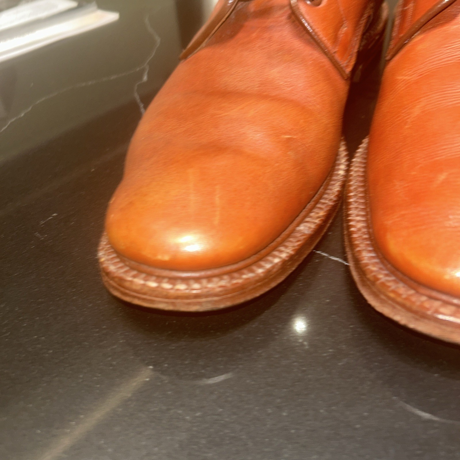 Trickers Tan Brown Leather Derby Shoes Men's Woodstock Handmade England Size 9 image 9
