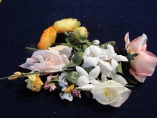 Vtg Millinery Flower Collection Pastel Pink White Yellow 1-4" Japan H4928
