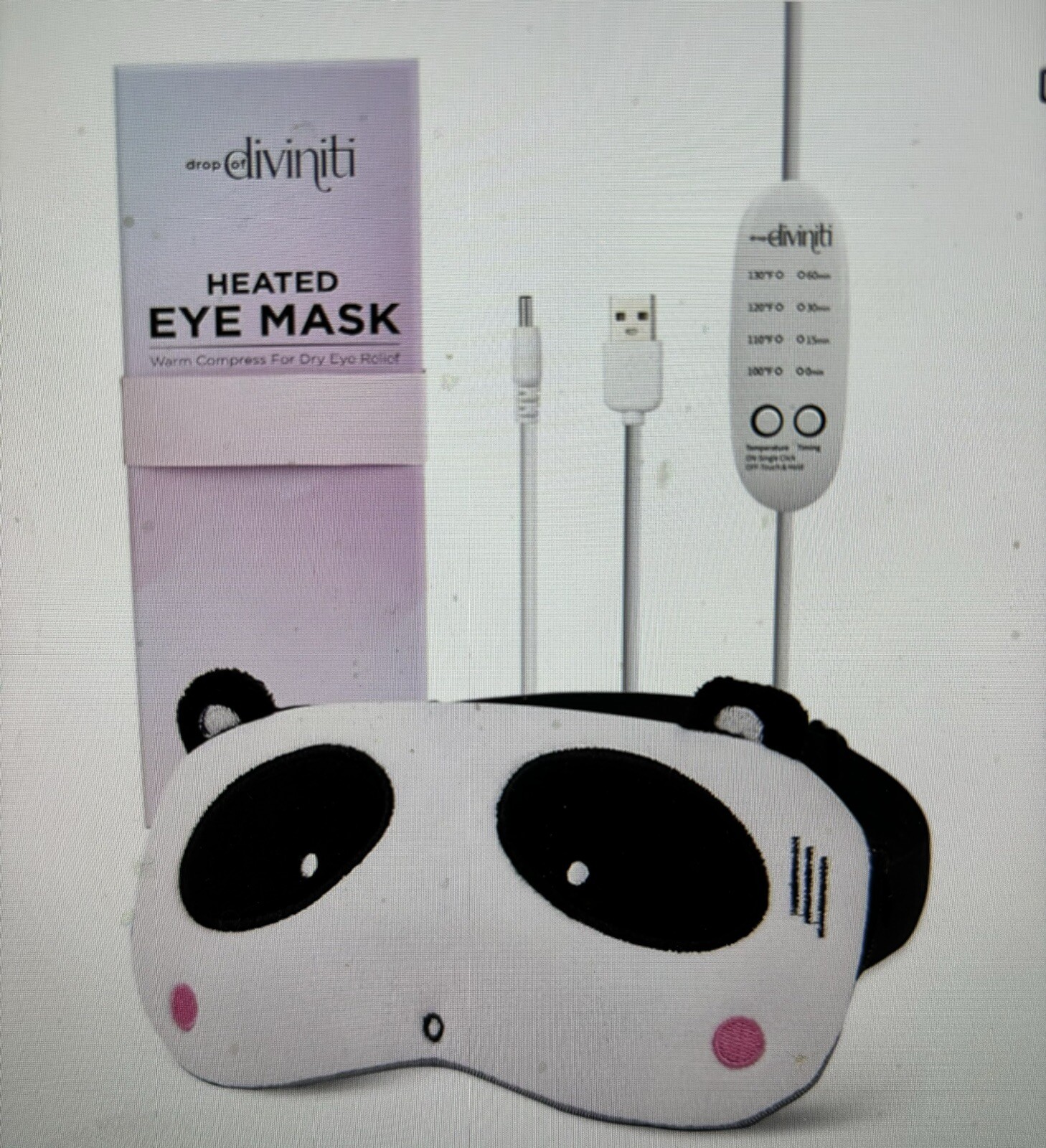 Heated Eye Mask by Drop Of Diviniti Panda for Dry Eye Relief Warm Compress-image