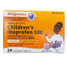 Children's Ibuprofen 100mg Grape Chewables   2-11 Yrs   24 Tablets NEW  SEALED