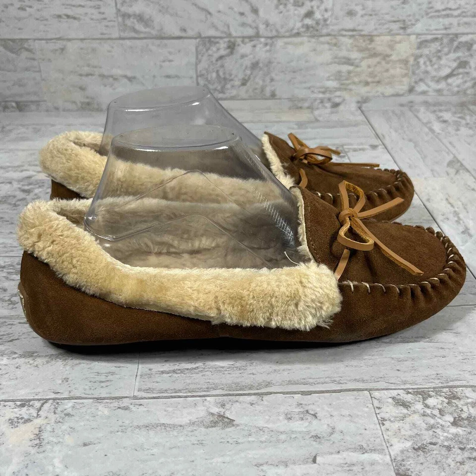 Zapatillas mocasín Lucky Brand Aerine para mujer 10M cuero marrón forradas de piel sintética Foto 4 de 4