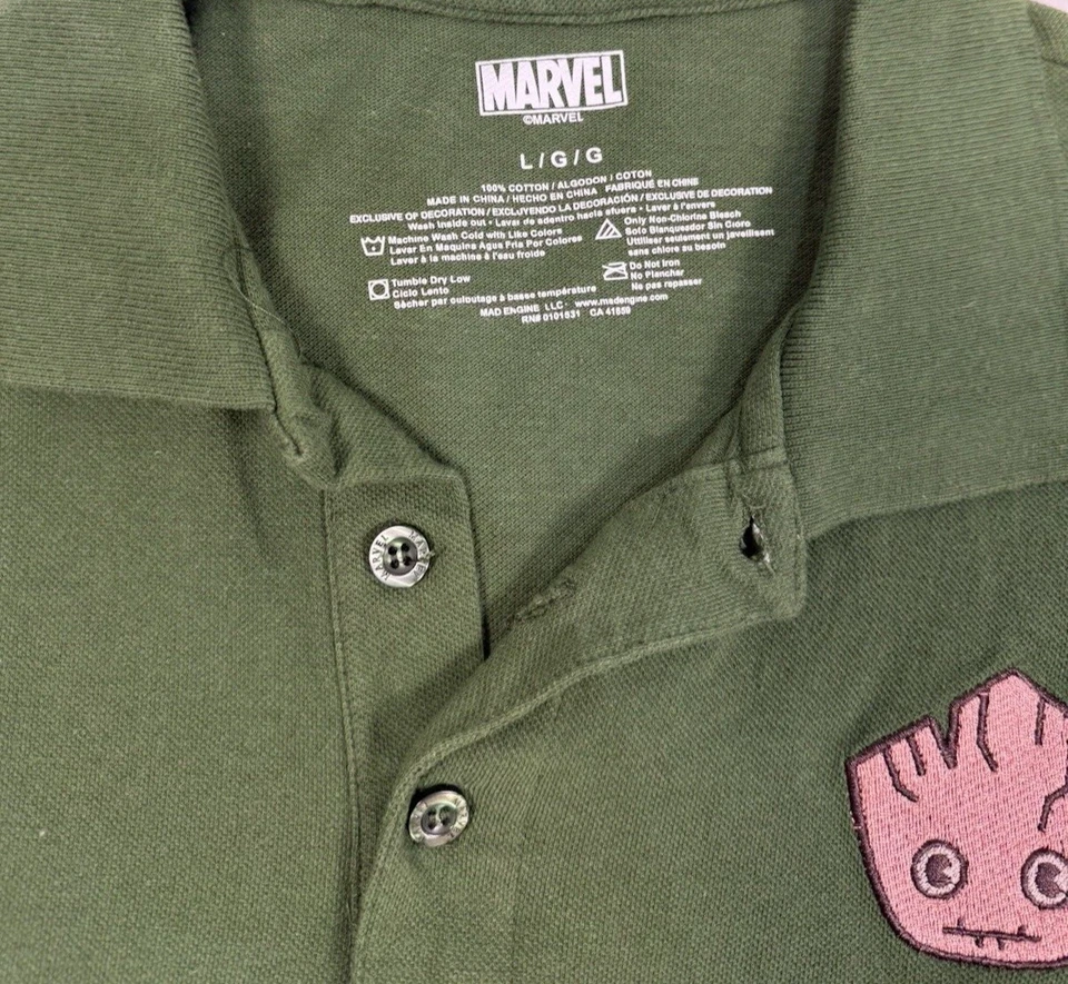 Polo verde Groot Guardianes de la Galaxia de Marvel Comics, talla juvenil grande Foto 4 de 4