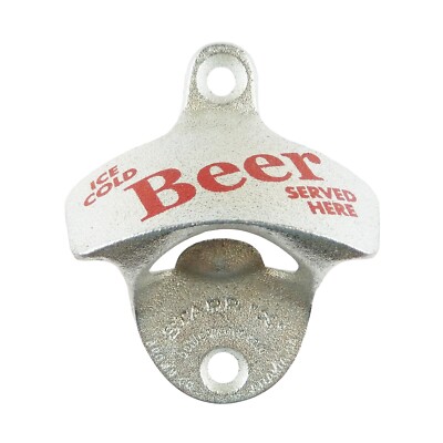 Starr X Ice Cold Beer Served Here Soda Bottle Opener Wall Mounted Zinc Plated