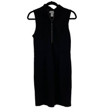 Carmen Marc Valvo Corinne Black Sleeveless Sheath Dress Knee Length NWT Size 4